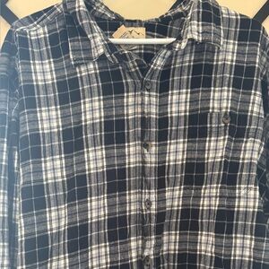 Men's Black and White Plaid Shirt